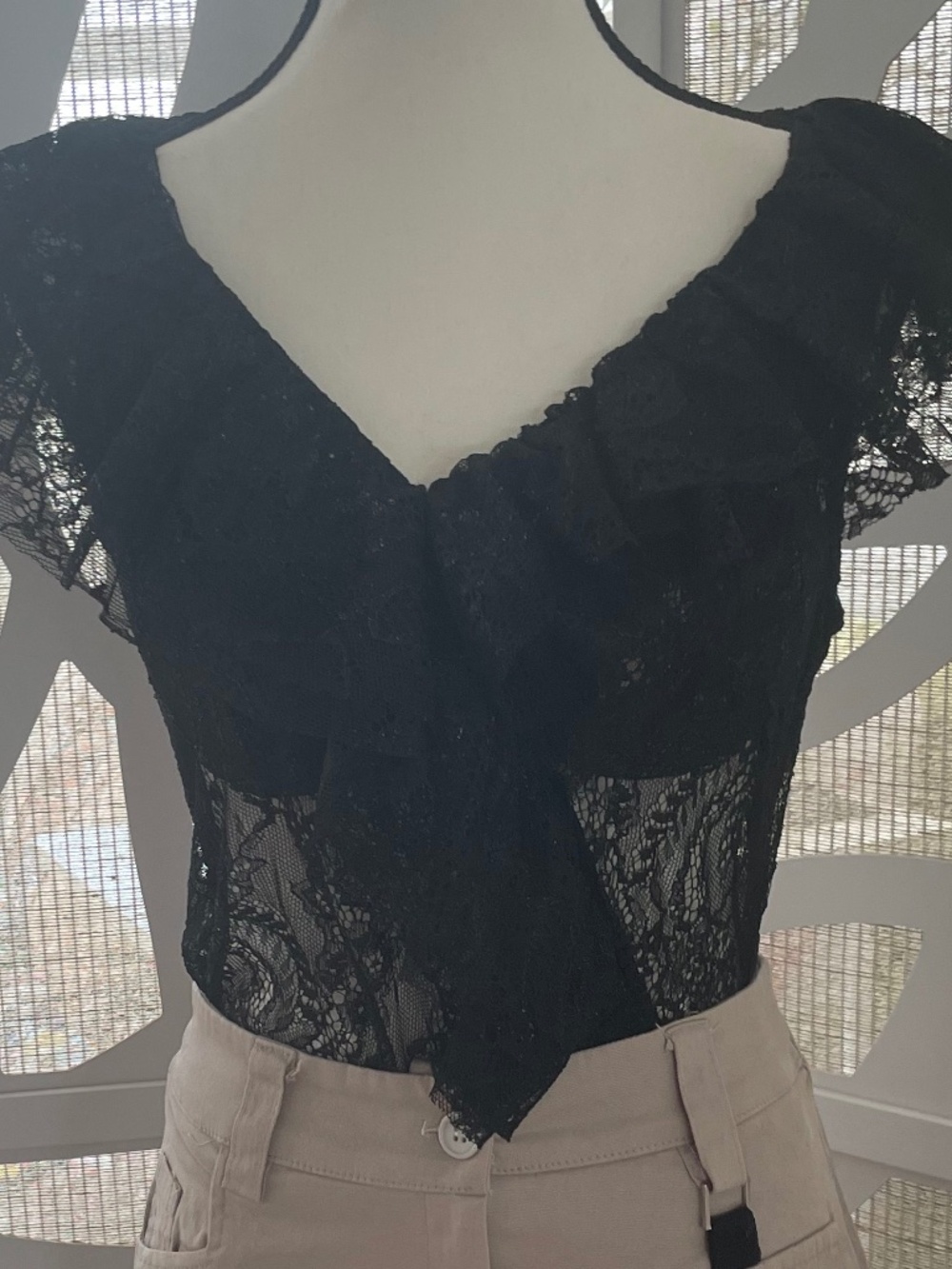 Ruffled Lace Back Top